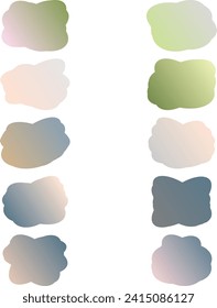 A simple cut out transparent gradient cloud speech bubble shape design element bundle.