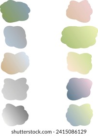 A simple cut out transparent gradient cloud speech bubble shape design element bundle.