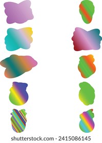 A simple cut out transparent gradient cloud speech bubble shape design element bundle.