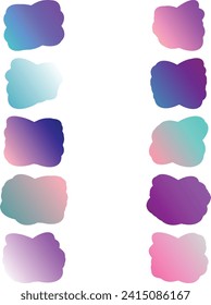 A simple cut out transparent gradient cloud speech bubble shape design element bundle.
