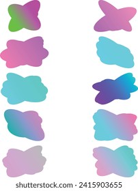 A simple cut out transparent gradient cloud speech bubble shape design element bundle.