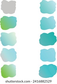 A simple cut out transparent gradient cloud speech bubble shape design element bundle.