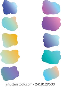 A simple cut out transparent gradient cloud speech bubble shape design element bundle.