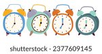 Simple cute alarm clock set isolated on white background.