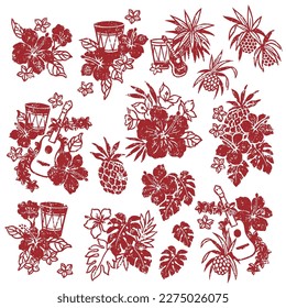 Simple and cute aloha shirt material collection,