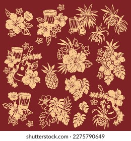 Simple and cute aloha shirt material collection,