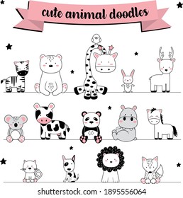 Simple And Cute Animal Doodle Set