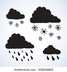 Simple cute aqua wintertime emblem design. Heaven wet ice element template on white backdrop. Dark black ink hand drawn pictogram emblem sketch in art retro contour doodle comic graphic print style