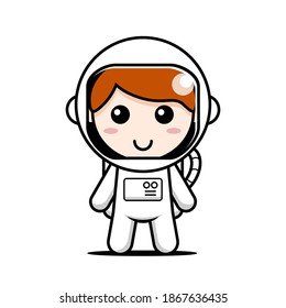 Simple cute astronaut mascot design illustration vector template