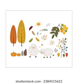 Simple cute autumn flat design element vector.