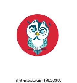 simple cute baby owl vector in flat design style