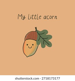 Ilustración dibujada a mano del Vector lindo simple de la impresión del bebé con la bellota.