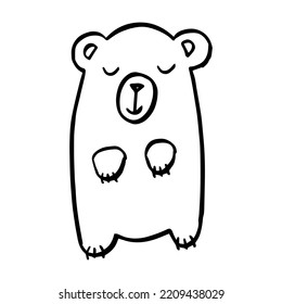 Simple cute baby white bear illustration. Cartoon childish bear illustration for nursery t-shirt, kids apparel, invitation, simple child design, wall art design.