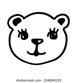 Simple cute baby white bear illustration. Cartoon childish bear illustration for nursery t-shirt, kids apparel, invitation, simple child design, wall art design.