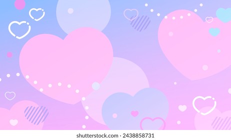 Simple cute background of hearts_gradation_16:9