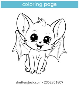 página simple de color de animal murciélago lindo para niños diseño de plantillas de ilustraciones vectoriales