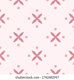 Simple Cute Batik Indonesia Pink Monochrome Seamless Pattern Background Wallpaper. Traditional Decorative Ethnic elements. Textile, Fabric Pattern.