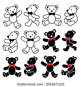 Simple and cute bear illustration material collection,