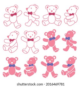 Simple and cute bear illustration material collection,