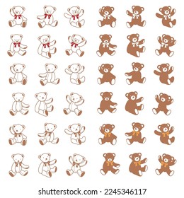 Simple and cute bear illustration material collection,