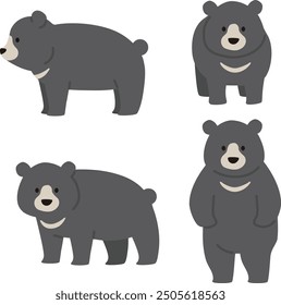 Conjunto de ilustración de oso simple y lindo