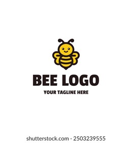 Vector lindo simple del diseño del logotipo de la abeja aislado en el fondo blanco