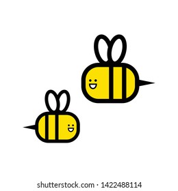 Simple Cute Bees Illustration Flat Design