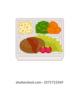 Simple and cute bento icon: Hamburger bento