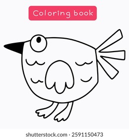 A simple and cute bird coloring page designed for children.