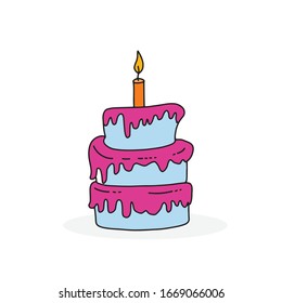 simple cute birthday cake vector illustration 