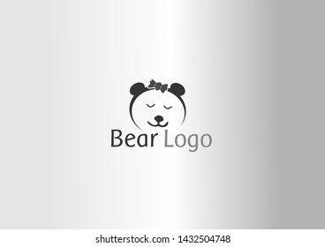 simple cute black bear logo