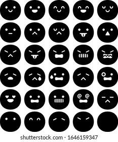 Simple and cute black face icons