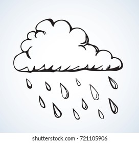 Simple cute blue dew blob emblem design. Heaven drizzle element template on white backdrop. Freehand outline black ink hand drawn picture logo sketchy in art retro scribble graphic style pen on paper