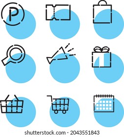 Sencillo y bonito conjunto de iconos azules que se pueden usar para comprar, etc.