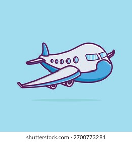 Simple Cute Blue and White Airplane Cartoon vector illustration world sustainable transport day concept icon isolated