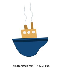 Simple Cute Boat, Ferry Cartoon Design