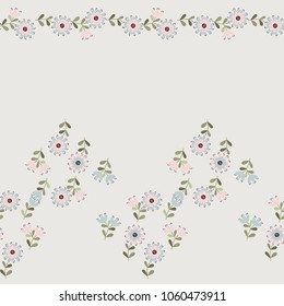 Simple cute border in small-scale flowers. Shabby chic millefleurs. Floral seamless background for textile or book covers, manufacturing, wallpapers, print, gift wrap and scrapbooking.