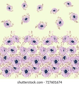 Simple cute border in small-scale flowers of poppies. Pretty modern fabric print. Liberty style. Floral seamless background for dress, manufacturing, wallpapers, print, gift wrap and scrapbooking.