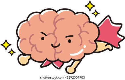 Simple and cute brain illustration (character)