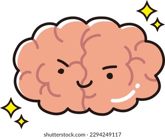 Simple and cute brain illustration (character)