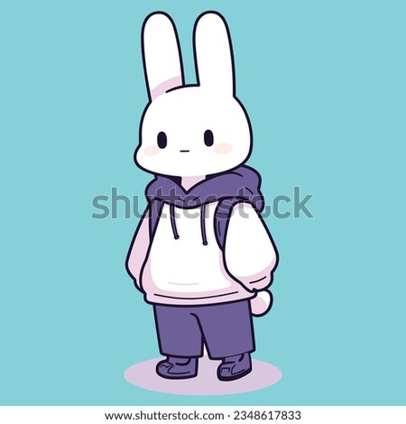 Simple cute bunny character flat vector design