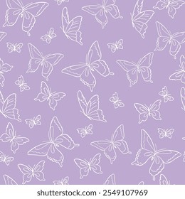 Simple cute butterfly seamless vector pattern