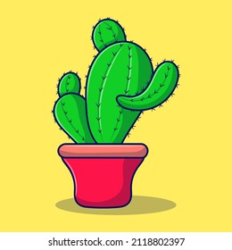 Simple Cute Cactus Clipart With Colored Hand Drawn Style