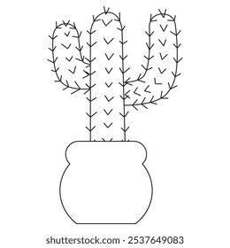 Simple cute cactus in doodle style. Vector illustration isolated on white background.