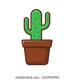 Simple and cute cactus vector illustration isolated on white background. Colorful cactus icon