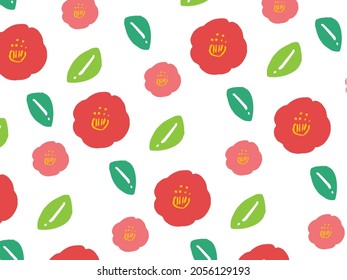 Simple and cute camellia wallpaper illustration