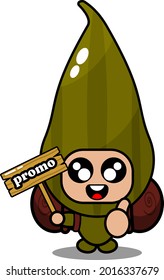 einfache, süße Cardamom Gewürz-Kostüm-Cartoon-Charakter-Camping-Halteplatte mit Daumen nach oben