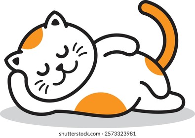 
simple cute cartoon cat lying down