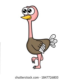 simple but cute cartoon ostrich character illustration design