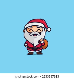 Simple and cute cartoon santa claus happy smiling
